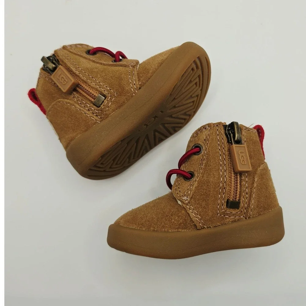 UGG Keelan Boot Kids Size 0/1 Chestnut Suede Side Zip Ankle Bootie 1097114I